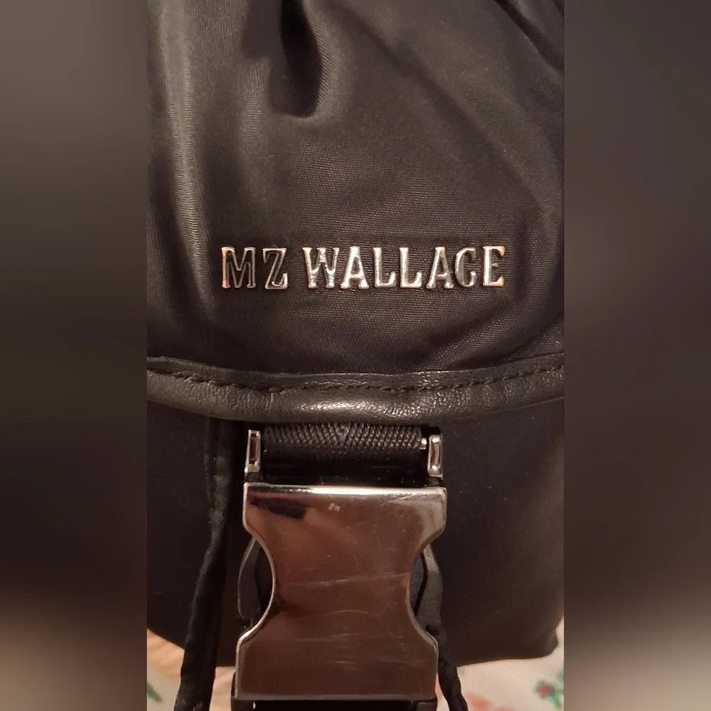 EUC MZ Wallace Micro Apex Black Calf & Nylon Casual Everyday Crossbody Purse Bag